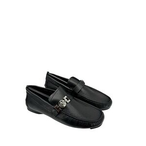 Versace Medusa Head Black Pebbled Leather Loafers 7087 39.5‎ Made in Italy Mens